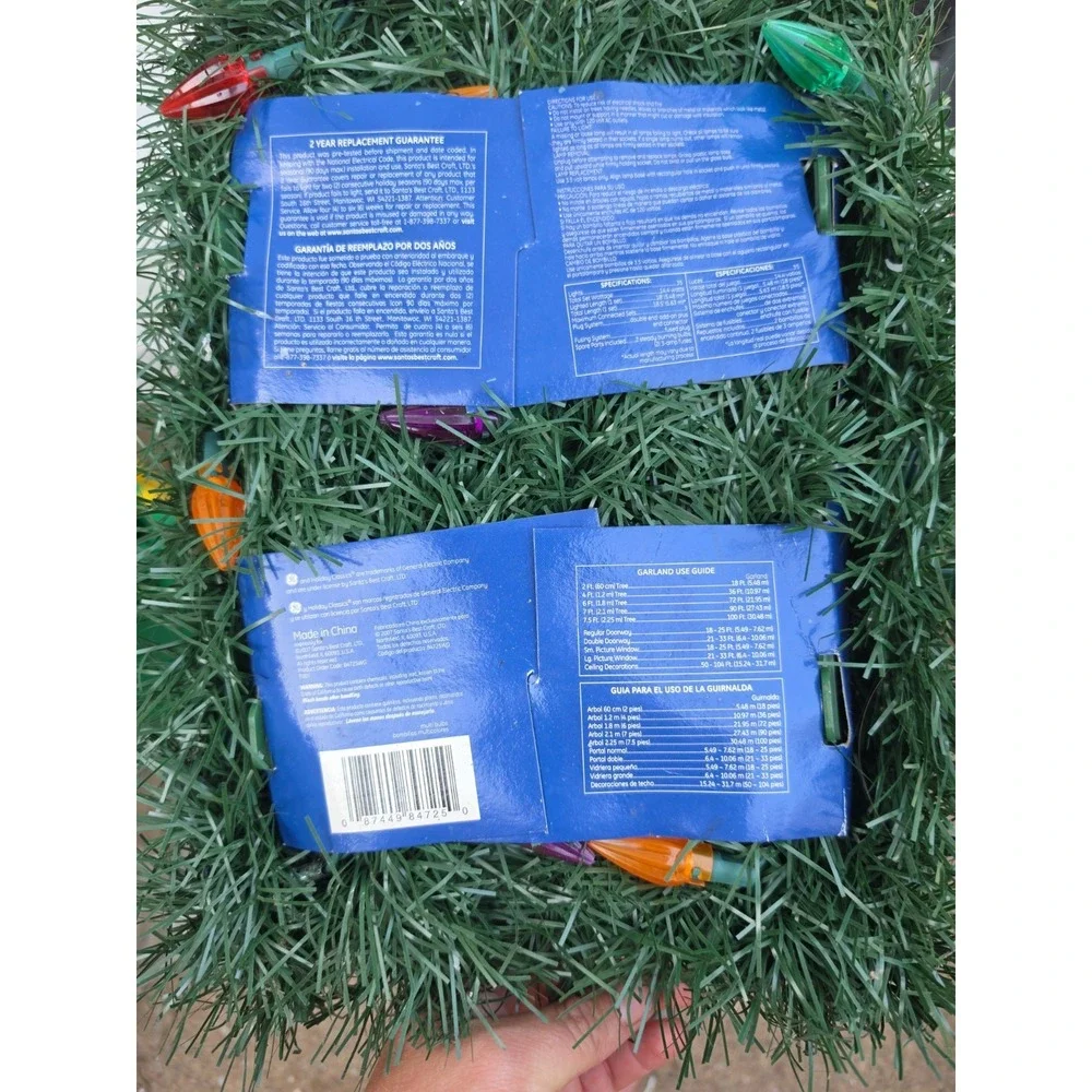 2xNEW GE Christmas Lighted Garland 35 MultiColor Lights 18ft Indoor/Outdoor RARE